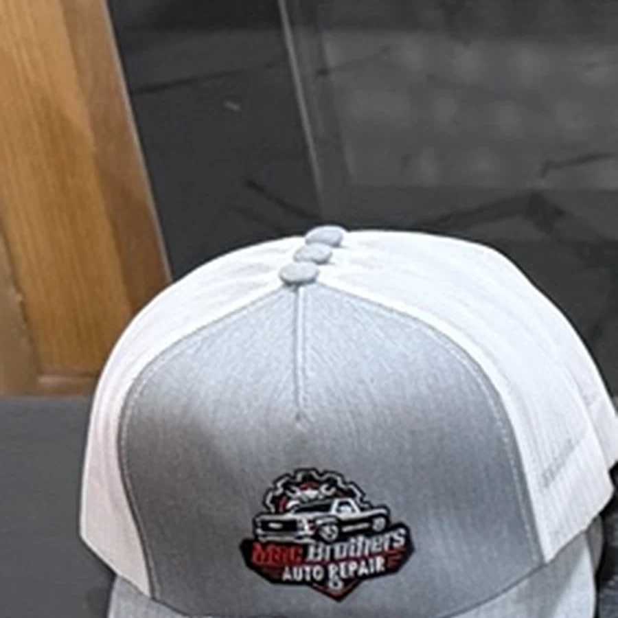 Mac Brothers gray and white trucker hat